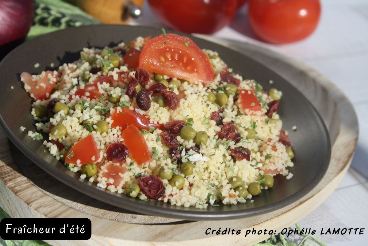 Salade petits pois et raisins secs