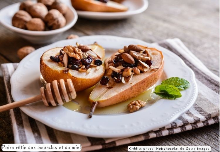Poire rotie aux amandes et aux epices