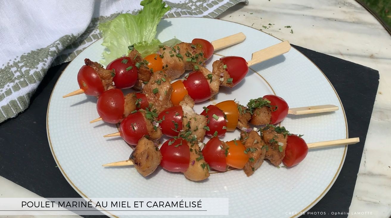 Poulet mariné au miel et caramélisé