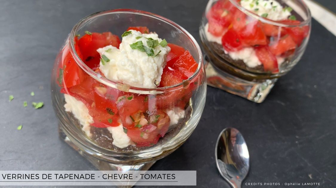 Verrine de tapenade fromage et tomates